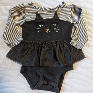 Baby girl black cat onesie dress